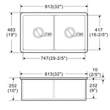 ALFI brand - White 32" x 19" Double Bowl Fireclay Undermount / Drop In Fireclay Kitchen Sink - ABF3219DUD-W