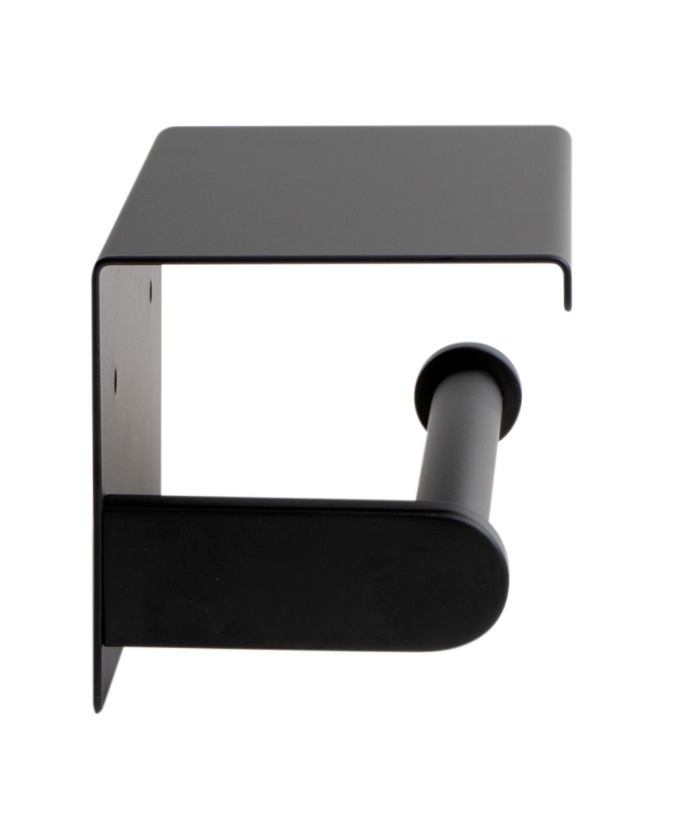 ALFI brand - Black Matte Stainless Steel Toilet Paper Holder with Shelf - ABTPC66-BLA