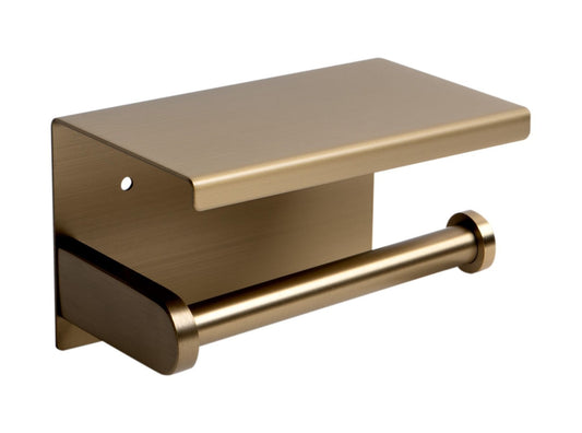 ALFI brand - Brushed Gold PVD Stainless Steel Toilet Paper Holder with Shelf - ABTPP66-BG