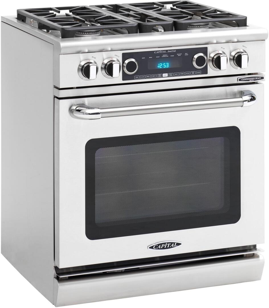 Capital Cooking - 30" Capital Connoisseurian Dual Fuel Range - Self Clean - 19K BTU - 4 Sealed Burners - CSB304