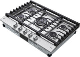 LG - 30" Smart Gas Cooktop 22K BTU, EasyClean Cooktop, Backlit Weighted Knobs - Gas Cooktops - CBGJ3027S