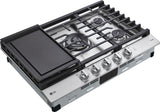 LG - 30" Smart Gas Cooktop 22K BTU, EasyClean Cooktop, Backlit Weighted Knobs - Gas Cooktops - CBGJ3027S