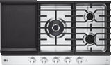 LG - 36" Smart Gas Cooktop 22K BTU, EasyClean Cooktop, Backlit Weighted Knobs - Gas Cooktops - CBGJ3627S