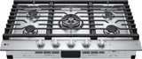 LG - 36" Smart Gas Cooktop 22K BTU, EasyClean Cooktop, Backlit Weighted Knobs - Gas Cooktops - CBGJ3627S