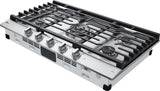 LG - 36" Smart Gas Cooktop 22K BTU, EasyClean Cooktop, Backlit Weighted Knobs - Gas Cooktops - CBGJ3627S