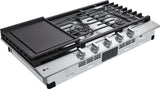 LG - 36" Smart Gas Cooktop 22K BTU, EasyClean Cooktop, Backlit Weighted Knobs - Gas Cooktops - CBGJ3627S