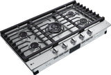 LG - 36" Smart Gas Cooktop 22K BTU, EasyClean Cooktop, Backlit Weighted Knobs - Gas Cooktops - CBGJ3627S