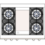 Capital Cooking - 36" Capital Culinarian Range - Self Clean - 25K BTU - 4 Open Burners + 12"Griddle, 1 8K BTU Small Pan Burner - CGSR362G2