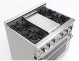 Capital Cooking - 36" Capital Culinarian Range - Self Clean - 25K BTU - 4 Open Burners + 12"Griddle, 1 8K BTU Small Pan Burner - CGSR362G2