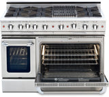 Capital Cooking - 48" Capital Culinarian Range - Self Clean - 25K BTU - 6 Open Burners + 12" BBQ, 1 8K BTU Small Pan Burner - CGSR484B2