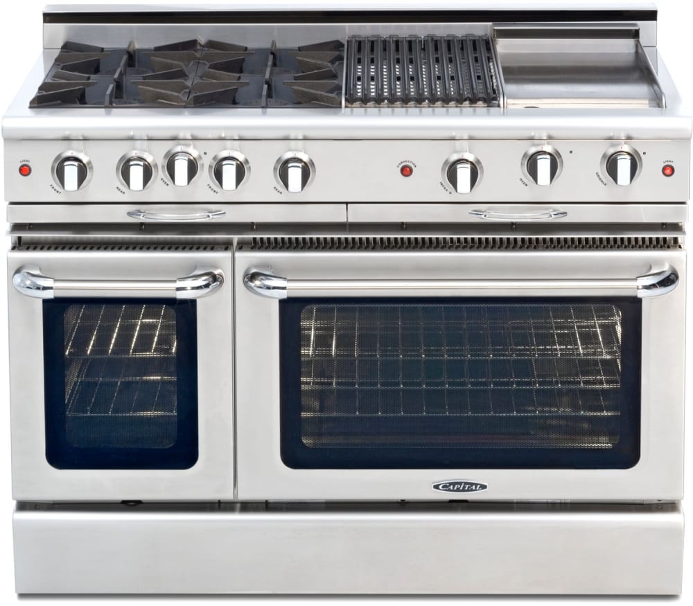 Capital Cooking - 48" Capital Culinarian Range - Self Clean - 25K BTU - 4 Open Burners + 24" Griddle - CGSR484GG