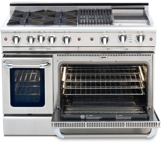 Capital Cooking - 48" Capital Culinarian Range - Self Clean - 25K BTU - 4 Open Burners + 24" Griddle - CGSR484GG