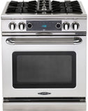 Capital Cooking - 30" Capital Connoisseurian Dual Fuel Range - Self Clean - 25K BTU - 4 Open Burners, 1 8K BTU Small Pan Burner - COB304