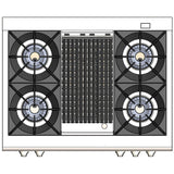 Capital Cooking - 36" Capital Connoisseurian Dual Fuel Range - Self Clean - 25K BTU - 4 Open Burners + 12" BBQ, 1 8K BTU Small Pan Burner - COB362B2