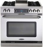 Capital Cooking - 36" Capital Connoisseurian Dual Fuel Range - Self Clean - 25K BTU - 4 Open Burners + 12" Griddle, 1 8K BTU Small Pan Burner - COB362G2