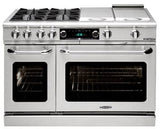 Capital Cooking - 48" Capital Connoisseurian Dual Fuel Range - Self Clean - 19K BTU - 4 Sealed Burners w/ 12" BBQ & 12" Griddle - CSB484BG