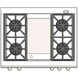 Capital Cooking - 36" Capital Connoisseurian Dual Fuel Range - Self Clean - 19K BTU - 4 Sealed Burners w/ 12" Griddle (centered) - CSB362G2