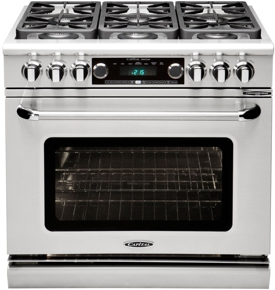 Capital Cooking - 36" Capital Connoisseurian Dual Fuel Range - Self Clean - 19K BTU - 6 Sealed Burners - CSB366