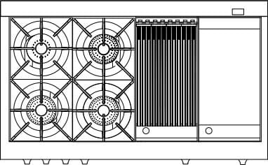 Capital Cooking - 48" Capital Connoisseurian Dual Fuel Range - Self Clean - 19K BTU - 4 Sealed Burners w/ 12" BBQ & 12" Griddle - CSB484BG