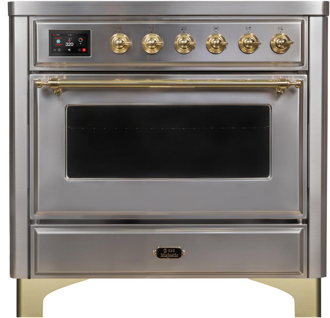 ILVE - 36" Magestic II Series Freestanding Electric Induction Range - Glass Door(s) - Warming Drawer