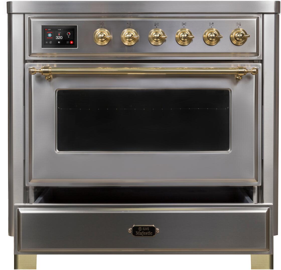 ILVE - 36" Magestic II Series Freestanding Electric Induction Range - Glass Door(s) - Warming Drawer