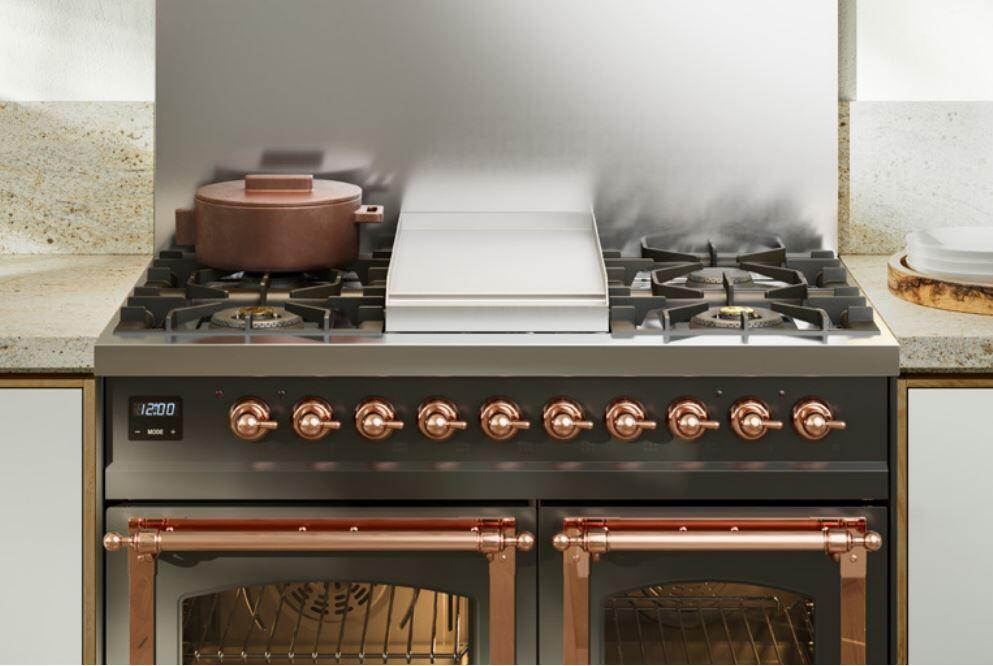 ILVE - 40" Nostalgie II Series Freestanding Dual Fuel Range - Double Oven - Griddle - Natural Gas