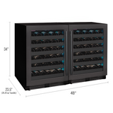 Allavino - Reserva Series 100 Bottle 34" Tall Dual Zone Black Stainless Steel Side-by-Side Wine Cooler Refrigerator