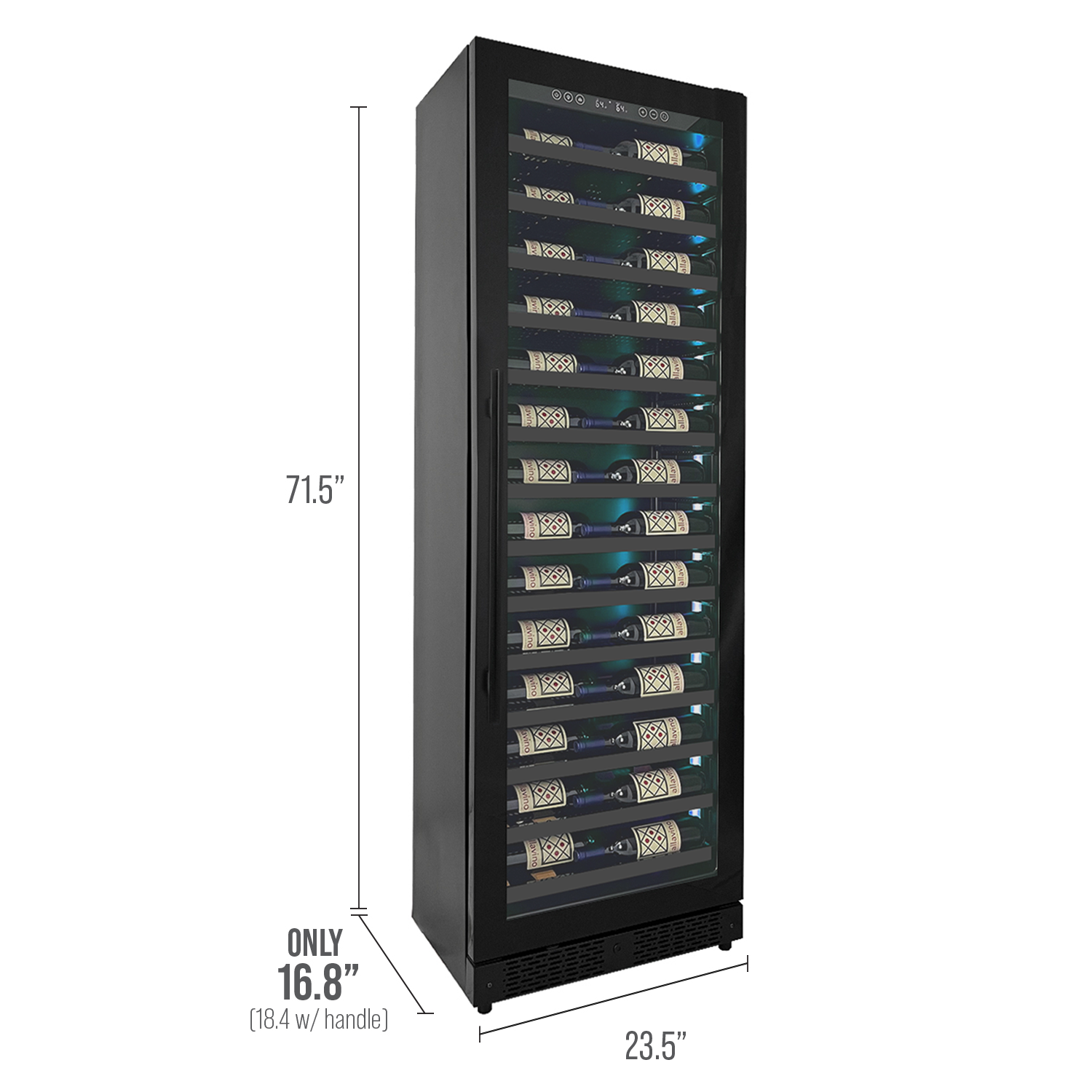 Allavino - Reserva Series 67 Bottle 71" Tall Single Zone Black Shallow Wine Refrigerator Console