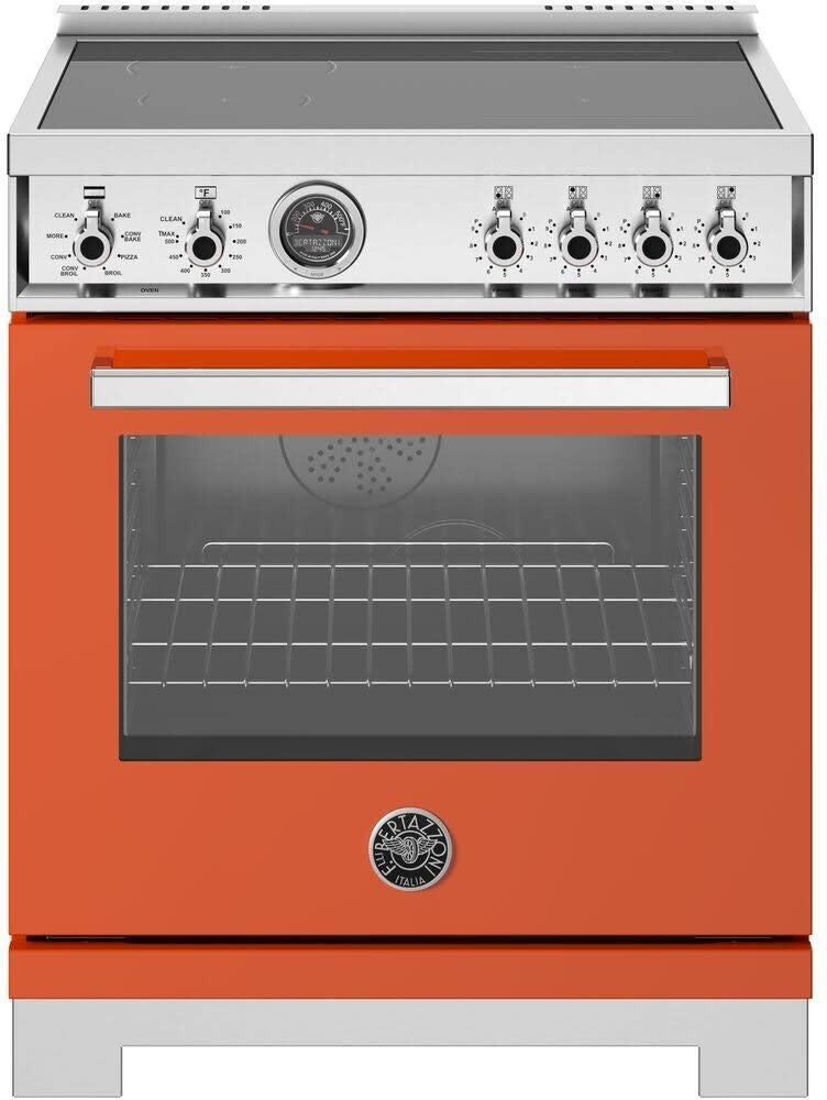 Bertazzoni - 30 inch Induction Range, 4 Heating Zones, Electric Self-Clean Oven - PRO304IFEPXT