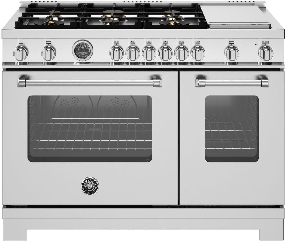 Bertazzoni - 48 inch Dual Fuel Range, 6 Burners and Griddle, Electric Oven - MAS486GDFMXV