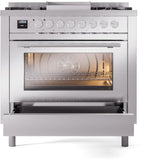 ILVE - 36" Pro Plus II Series Freestanding Dual Fuel Range - Viewing Window(s) - Griddle - Natural Gas