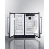Summit - 30" wide undercounter frost-free side-by-side refrigerator-freezer in stainless steel with locks, stainless steel handles, and digital controls - FFRF3070BSS