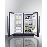 Summit - 30" wide undercounter frost-free side-by-side refrigerator-freezer in stainless steel with locks, stainless steel handles, and digital controls - FFRF3070BSS