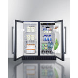 Summit - 30" wide undercounter frost-free side-by-side refrigerator-freezer in stainless steel with locks, stainless steel handles, and digital controls - FFRF3070BSS