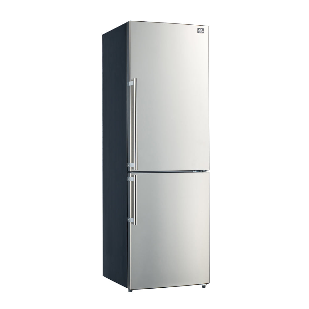 FORNO - 24-Inch Refrigerator 11.1 cu.ft Bottom Freezer in Stainless Steel with Side Grip Handle