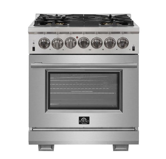FORNO - 30-Inch Capriasca Dual Fuel Range with 240v Electric Oven - 5 Burners, Convection Oven and 100,000 BTUs