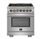 FORNO - 30-Inch Capriasca Dual Fuel Range with 240v Electric Oven - 5 Burners, Convection Oven and 100,000 BTUs