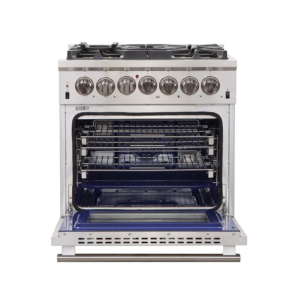 FORNO - 30-Inch Capriasca Dual Fuel Range with 240v Electric Oven - 5 Burners, Convection Oven and 100,000 BTUs