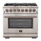 FORNO - 36-Inch Capriasca Dual Fuel Range - Gas Cooktop with 240v Electric Oven - 6 Burners, Convection Oven and 120,000 BTUs