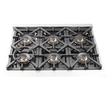 FORNO - 36-Inch Capriasca Dual Fuel Range - Gas Cooktop with 240v Electric Oven - 6 Burners, Convection Oven and 120,000 BTUs