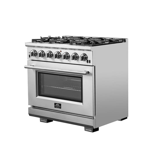 FORNO - 36-Inch Capriasca Gas Range with 6 Burners, Convection Oven and 120,000 BTUs