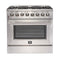 FORNO - 36-Inch Galiano Dual Fuel Range with 6 Gas Burners, 240v Electric Convection Oven