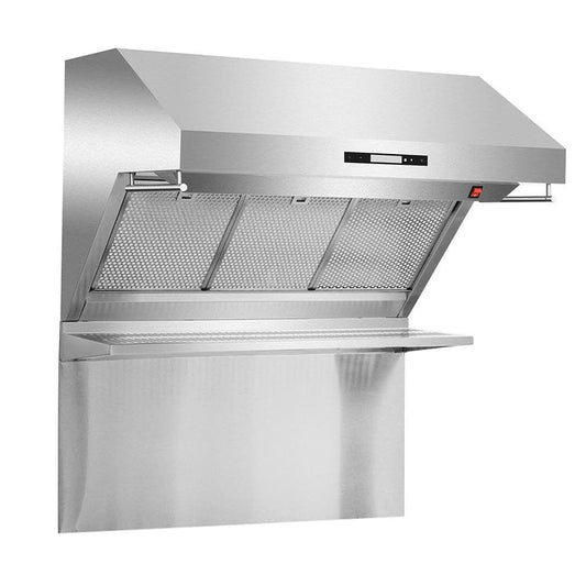 FORNO - 36-Inch Wall Mount Range Hood with Red Light Warmer, Shelf/Backsplash, and 1200 CFM Motor