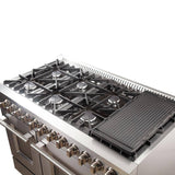 FORNO - 48-Inch Galiano Dual Fuel Range - Gas Cooktop with 240v Electric Oven - 8 Burners, Griddle, and Double Oven