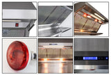 FORNO - 48-Inch Wall Mount Range Hood with Red Light Warmer, Shelf/Backsplash, and 1200 CFM Motor