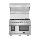 FORNO - 48-Inch Wall Mount Range Hood with Red Light Warmer, Shelf/Backsplash, and 1200 CFM Motor