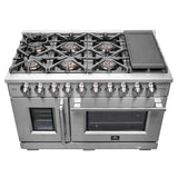 FORNO - 48-Inch Capriasca Dual Fuel Range with 8 Gas Burners, 160,000 BTUs & French Door Electric Oven in Stainless Steel