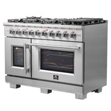 FORNO - 48-Inch Galiano Dual Fuel Range with 8 Gas Burners, 107,000 BTUs, & French Door Electric Oven in Stainless Steel