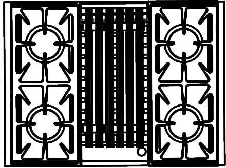 Capital Cooking - 30" Capital Precision Range - Self Clean - 19K BTU - 4 Sealed Burners w/ 9" BBQ Burner - GSCR304B