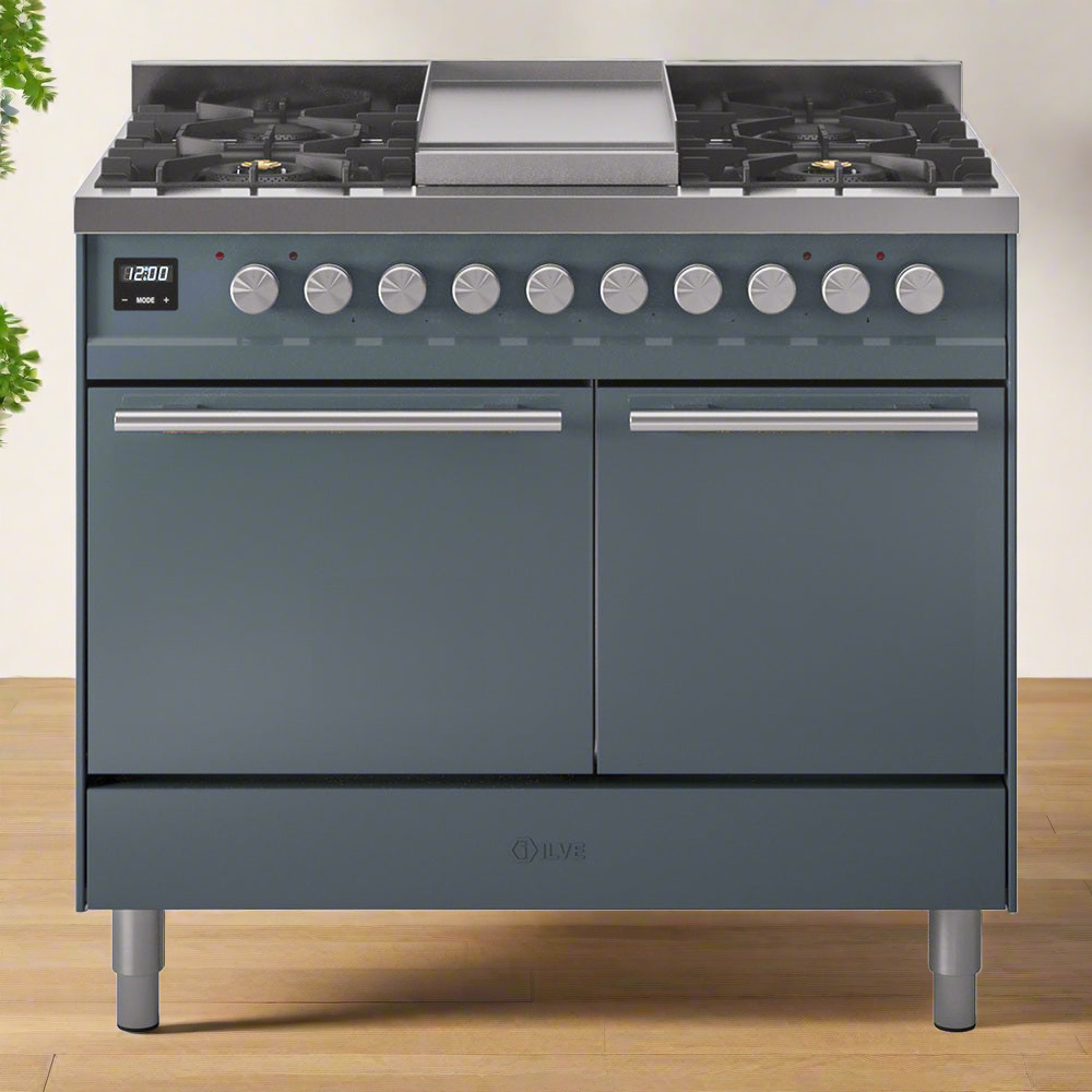 ILVE - 40" Pro Plus II Series Freestanding Dual Fuel Range - Double Oven - Solid Door(s) - Griddle - Natural Gas